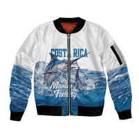 Blue Marlin Fishing Costa Rica Sleeve Zip Bomber Jacket Makaira Nigricans Deep Sea Fishing