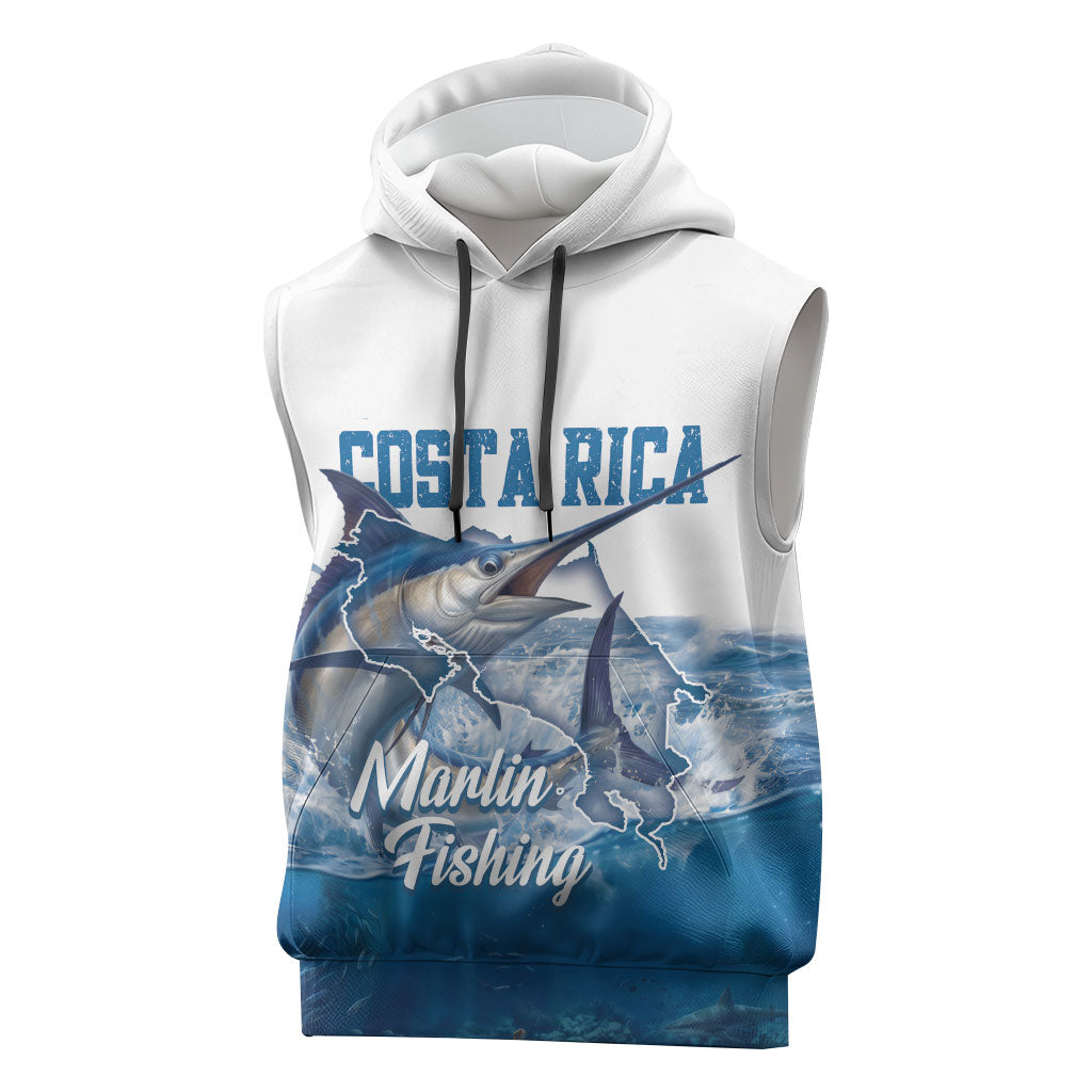 Blue Marlin Fishing Costa Rica Sleeveless Hoodie Makaira Nigricans Deep Sea Fishing