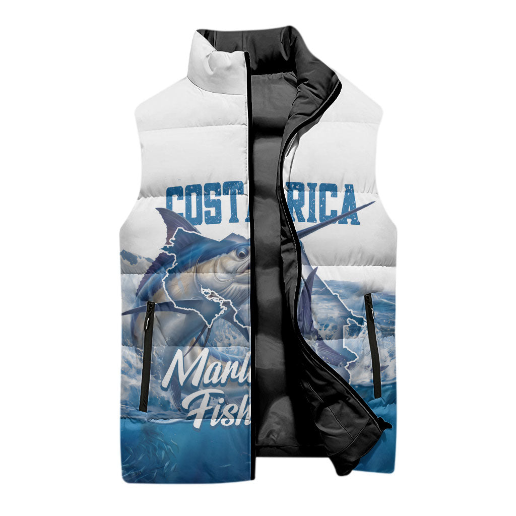 Blue Marlin Fishing Costa Rica Sleeveless Puffer Jacket Makaira Nigricans Deep Sea Fishing