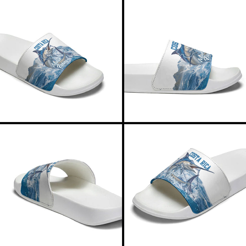 Blue Marlin Fishing Costa Rica Slide Sandals Makaira Nigricans Deep Sea Fishing