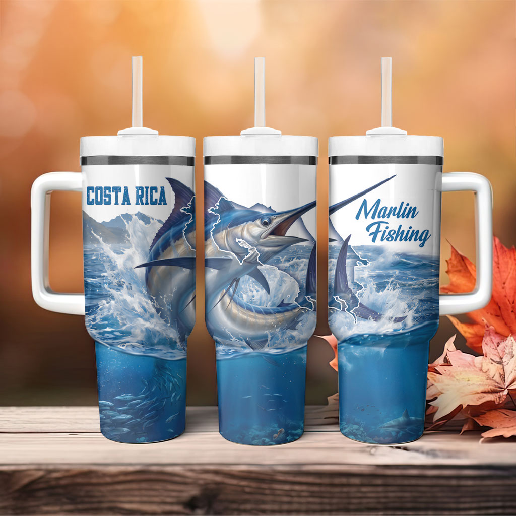 Blue Marlin Fishing Costa Rica Tumbler With Handle Makaira Nigricans Deep Sea Fishing