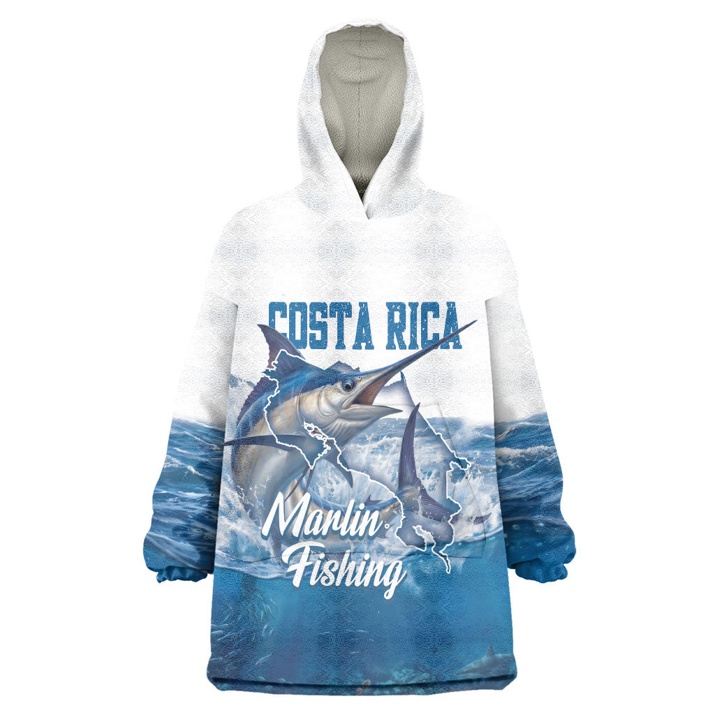 Blue Marlin Fishing Costa Rica Wearable Blanket Hoodie Makaira Nigricans Deep Sea Fishing