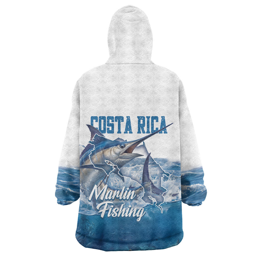 Blue Marlin Fishing Costa Rica Wearable Blanket Hoodie Makaira Nigricans Deep Sea Fishing
