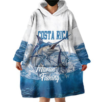 Blue Marlin Fishing Costa Rica Wearable Blanket Hoodie Makaira Nigricans Deep Sea Fishing