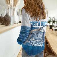 Blue Marlin Fishing Costa Rica Women Casual Shirt Makaira Nigricans Deep Sea Fishing