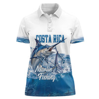 Blue Marlin Fishing Costa Rica Women Polo Shirt Makaira Nigricans Deep Sea Fishing