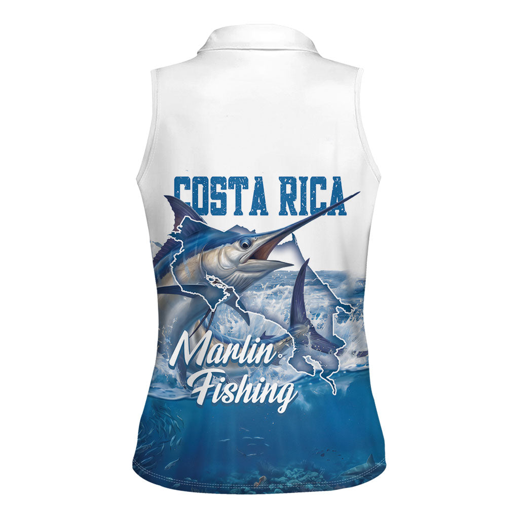 Blue Marlin Fishing Costa Rica Women Sleeveless Polo Shirt Makaira Nigricans Deep Sea Fishing