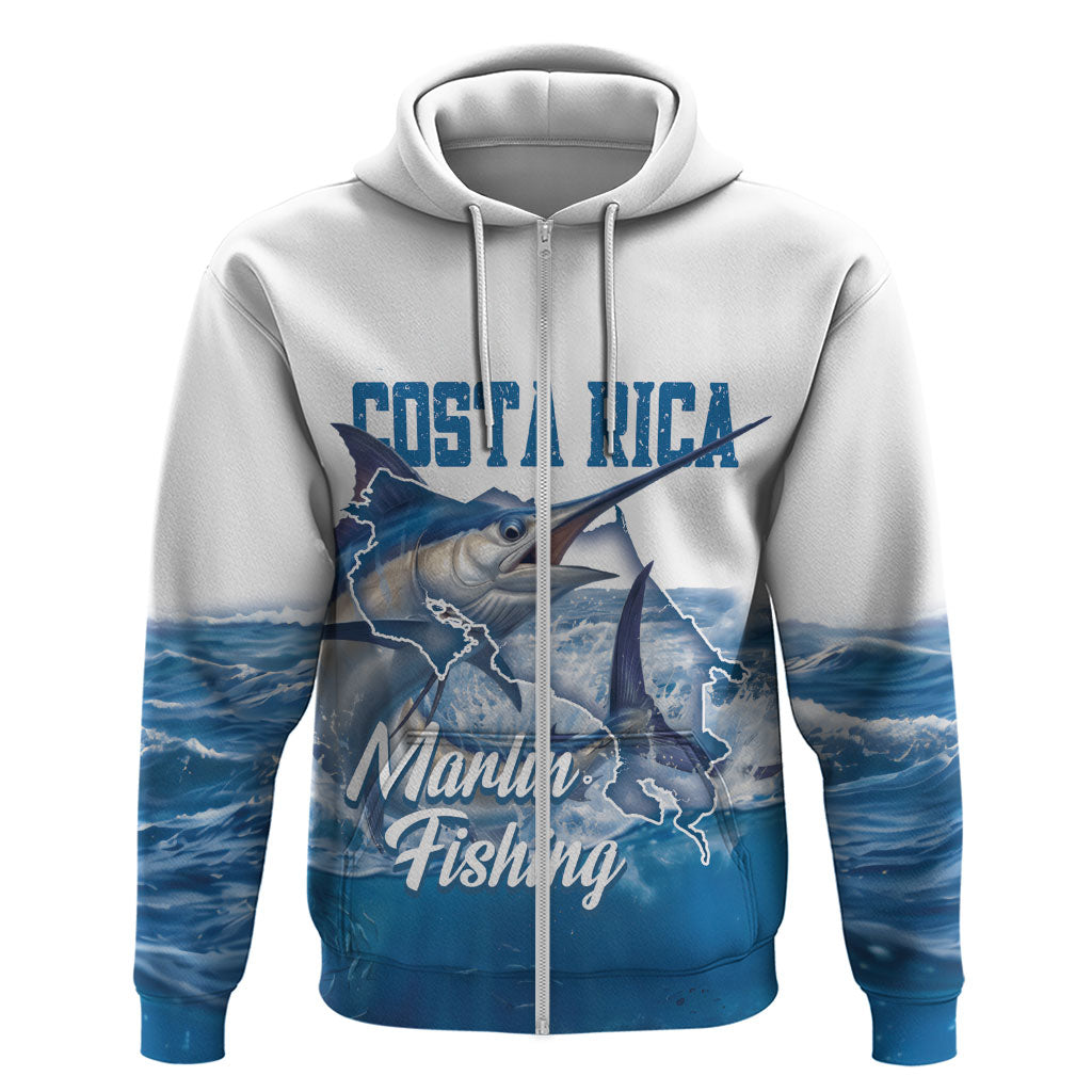 Blue Marlin Fishing Costa Rica Zip Hoodie Makaira Nigricans Deep Sea Fishing