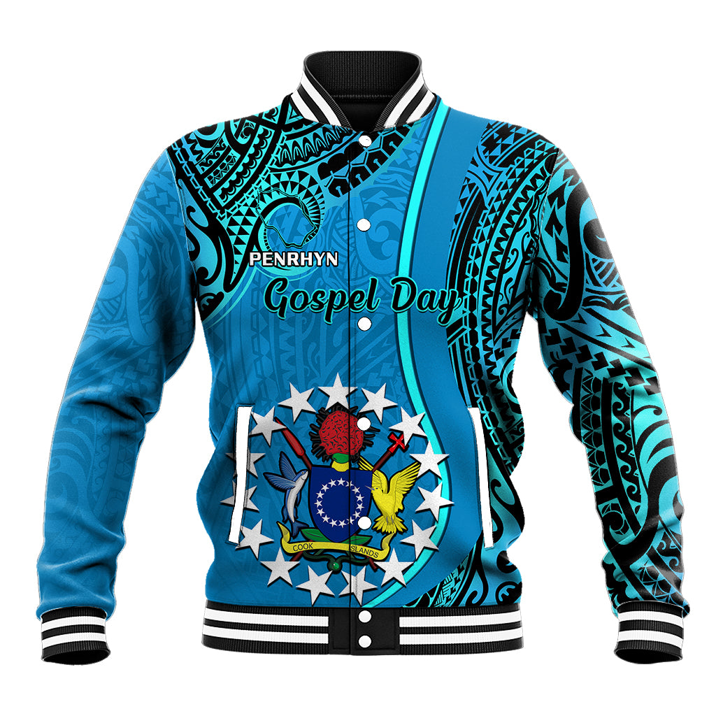 13 March Penrhyn Island Gospel Day Baseball Jacket Cook Islands Tribal Pattern - Wonder Print Shop