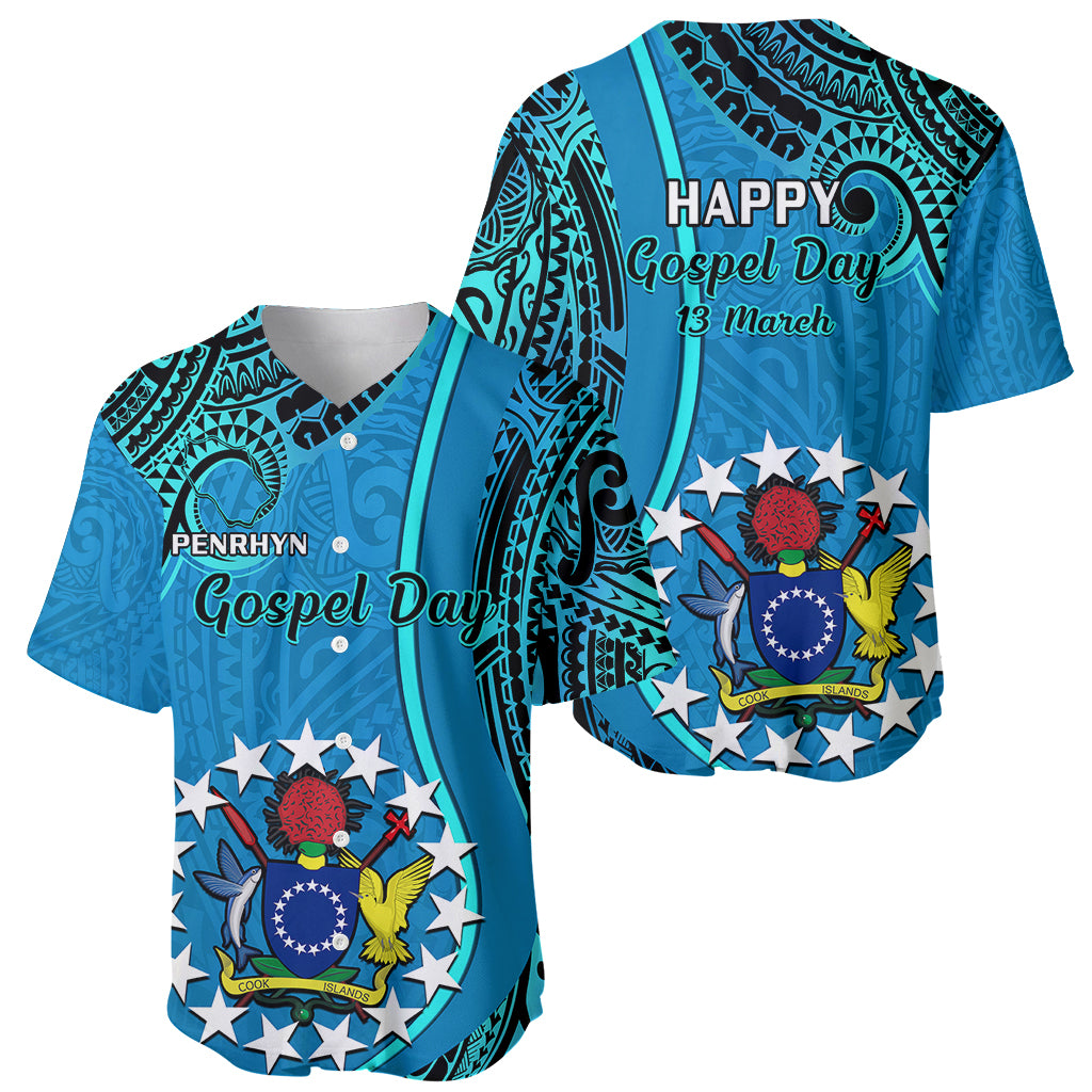 13 March Penrhyn Island Gospel Day Baseball Jersey Cook Islands Tribal Pattern - Wonder Print Shop