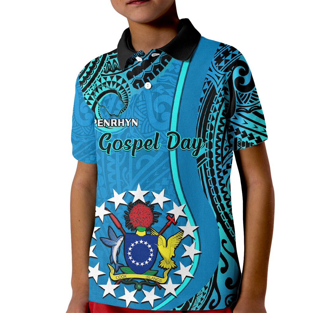 13 March Penrhyn Island Gospel Day Kid Polo Shirt Cook Islands Tribal Pattern - Wonder Print Shop