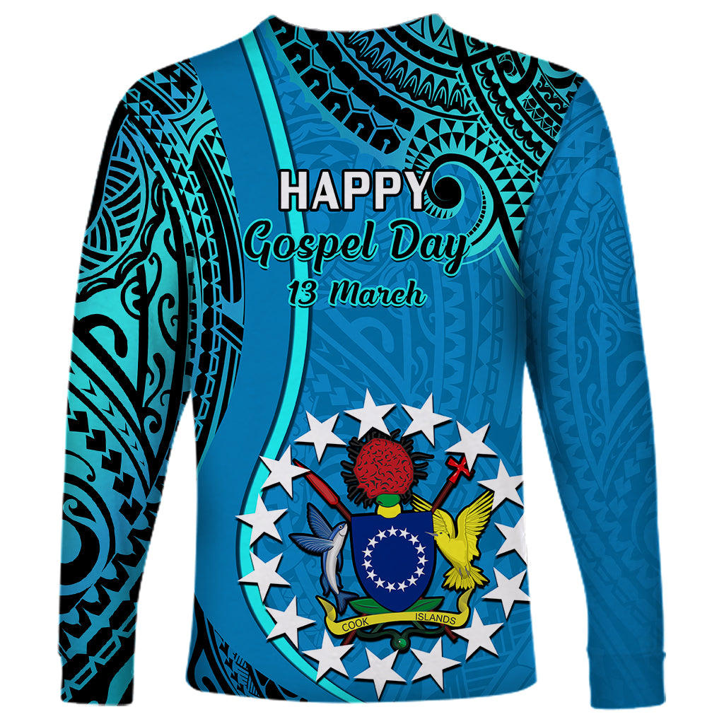13 March Penrhyn Island Gospel Day Long Sleeve Shirt Cook Islands Tribal Pattern - Wonder Print Shop