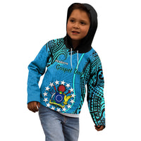 Personalised 13 March Penrhyn Island Gospel Day Kid Hoodie Cook Islands Tribal Pattern - Wonder Print Shop