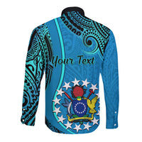 Personalised 13 March Penrhyn Island Gospel Day Long Sleeve Button Shirt Cook Islands Tribal Pattern - Wonder Print Shop