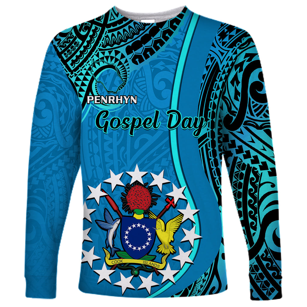 Personalised 13 March Penrhyn Island Gospel Day Long Sleeve Shirt Cook Islands Tribal Pattern - Wonder Print Shop