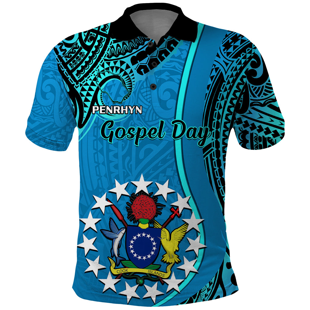 Personalised 13 March Penrhyn Island Gospel Day Polo Shirt Cook Islands Tribal Pattern - Wonder Print Shop
