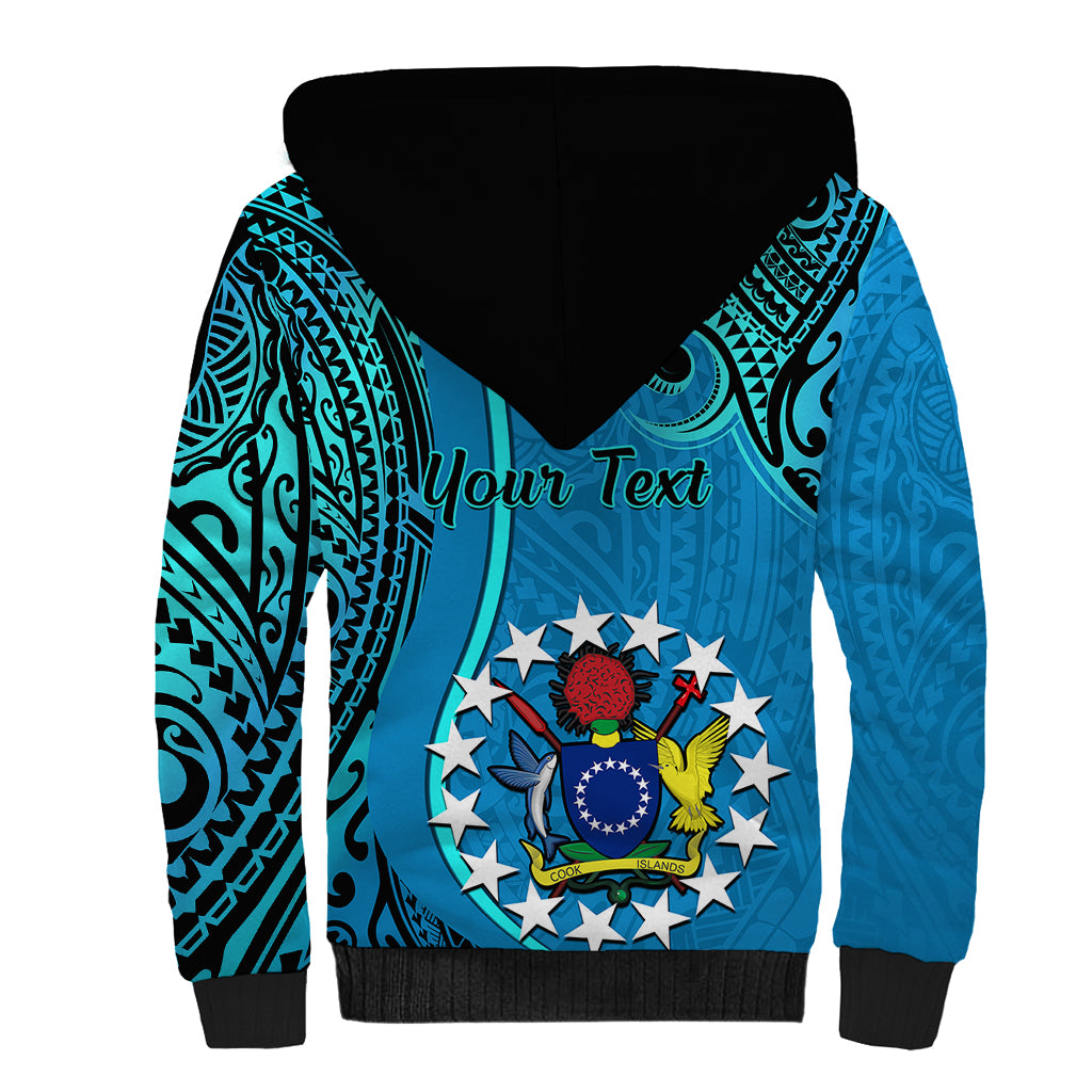 Personalised 13 March Penrhyn Island Gospel Day Sherpa Hoodie Cook Islands Tribal Pattern - Wonder Print Shop