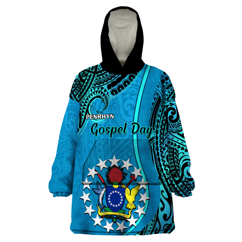 Personalised 13 March Penrhyn Island Gospel Day Wearable Blanket Hoodie Cook Islands Tribal Pattern - Wonder Print Shop