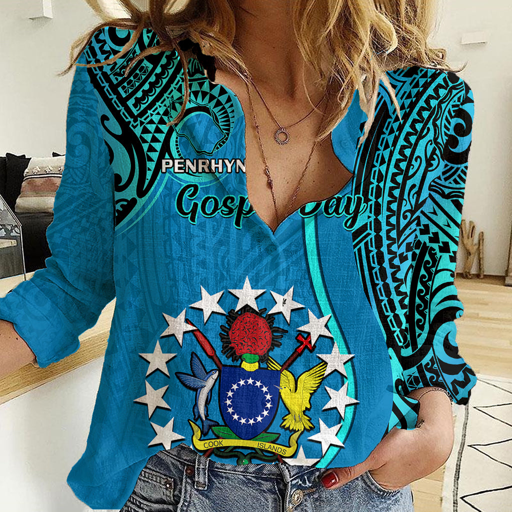 Personalised 13 March Penrhyn Island Gospel Day Women Casual Shirt Cook Islands Tribal Pattern - Wonder Print Shop