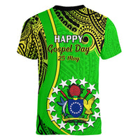 25 May Palmerston Island Gospel Day Women V Neck T Shirt Cook Islands Tribal Pattern - Wonder Print Shop