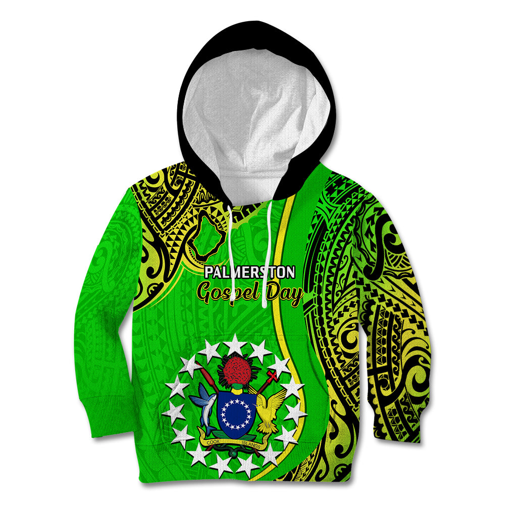 Personalised 25 May Palmerston Island Gospel Day Kid Hoodie Cook Islands Tribal Pattern - Wonder Print Shop