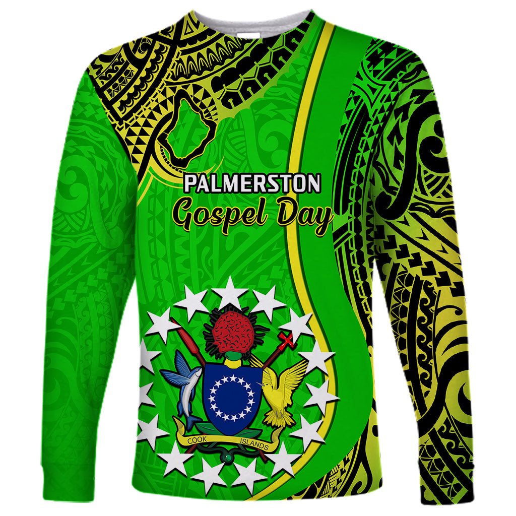 Personalised 25 May Palmerston Island Gospel Day Long Sleeve Shirt Cook Islands Tribal Pattern - Wonder Print Shop