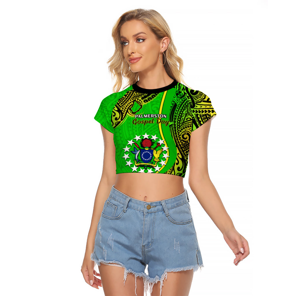 Personalised 25 May Palmerston Island Gospel Day Raglan Cropped T Shirt Cook Islands Tribal Pattern - Wonder Print Shop
