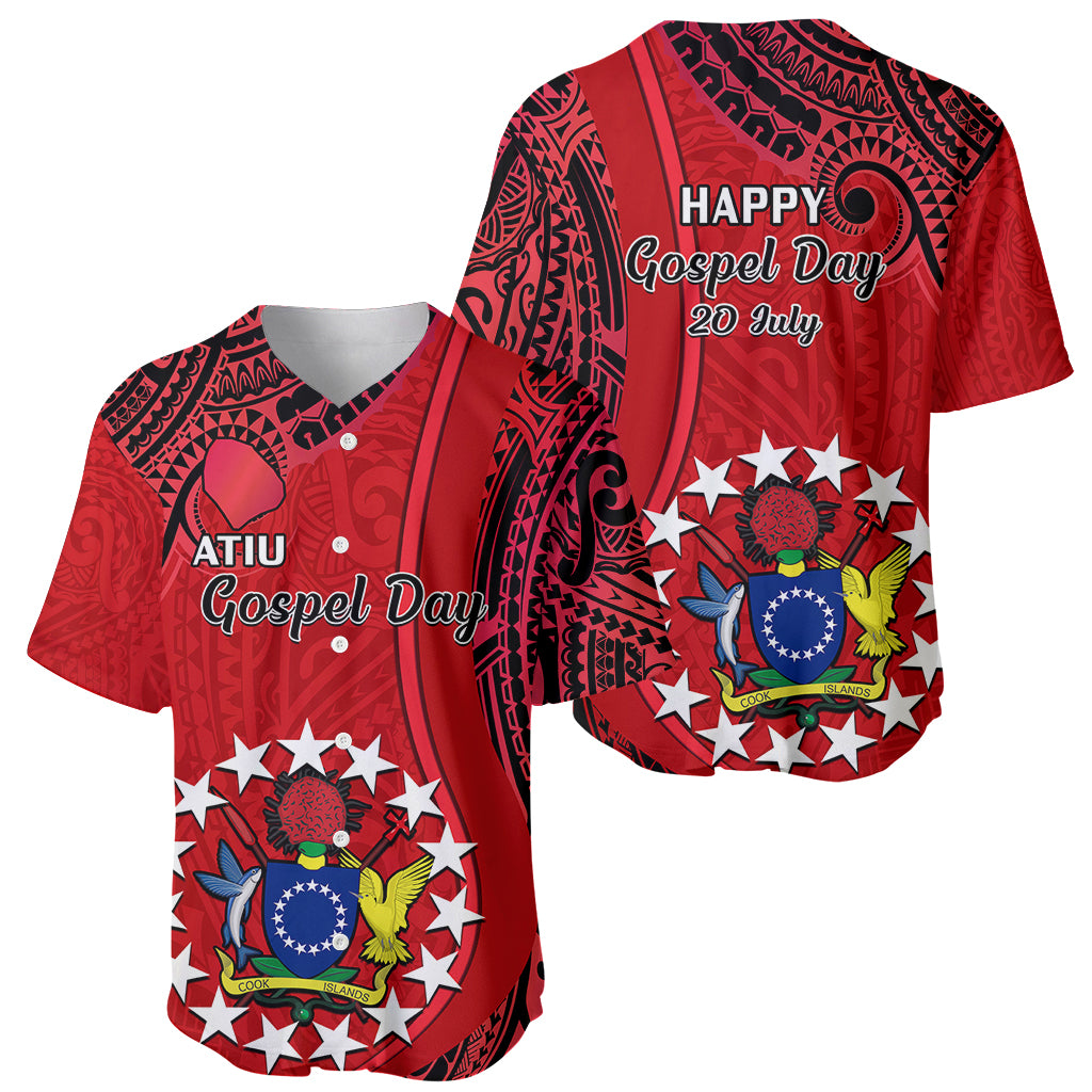 20 July Atiu Island Gospel Day Baseball Jersey Cook Islands Tribal Pattern - Wonder Print Shop