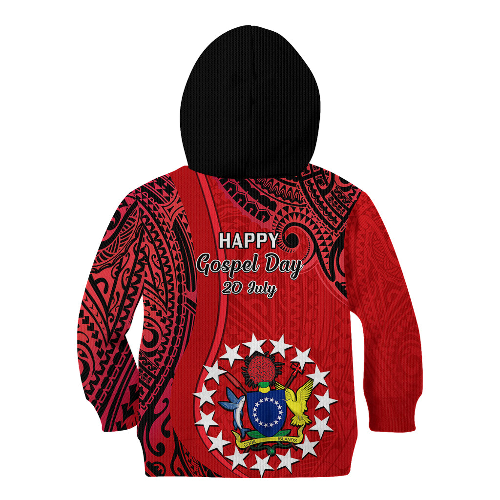 20 July Atiu Island Gospel Day Kid Hoodie Cook Islands Tribal Pattern - Wonder Print Shop