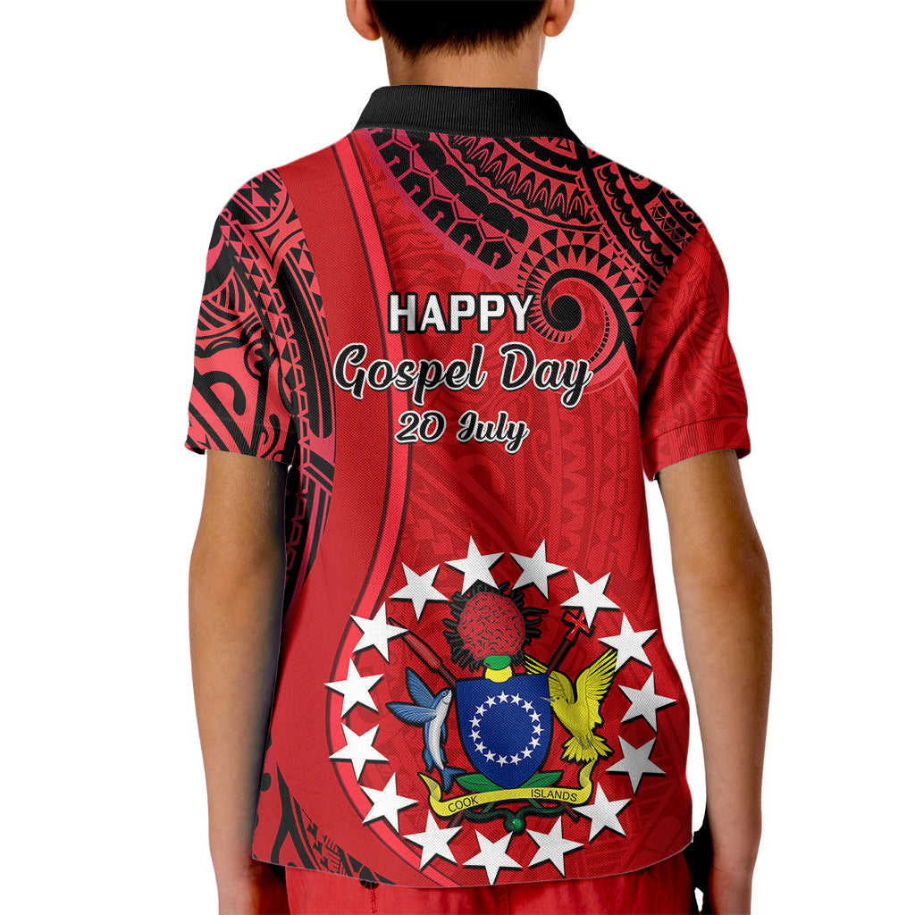 20 July Atiu Island Gospel Day Kid Polo Shirt Cook Islands Tribal Pattern - Wonder Print Shop