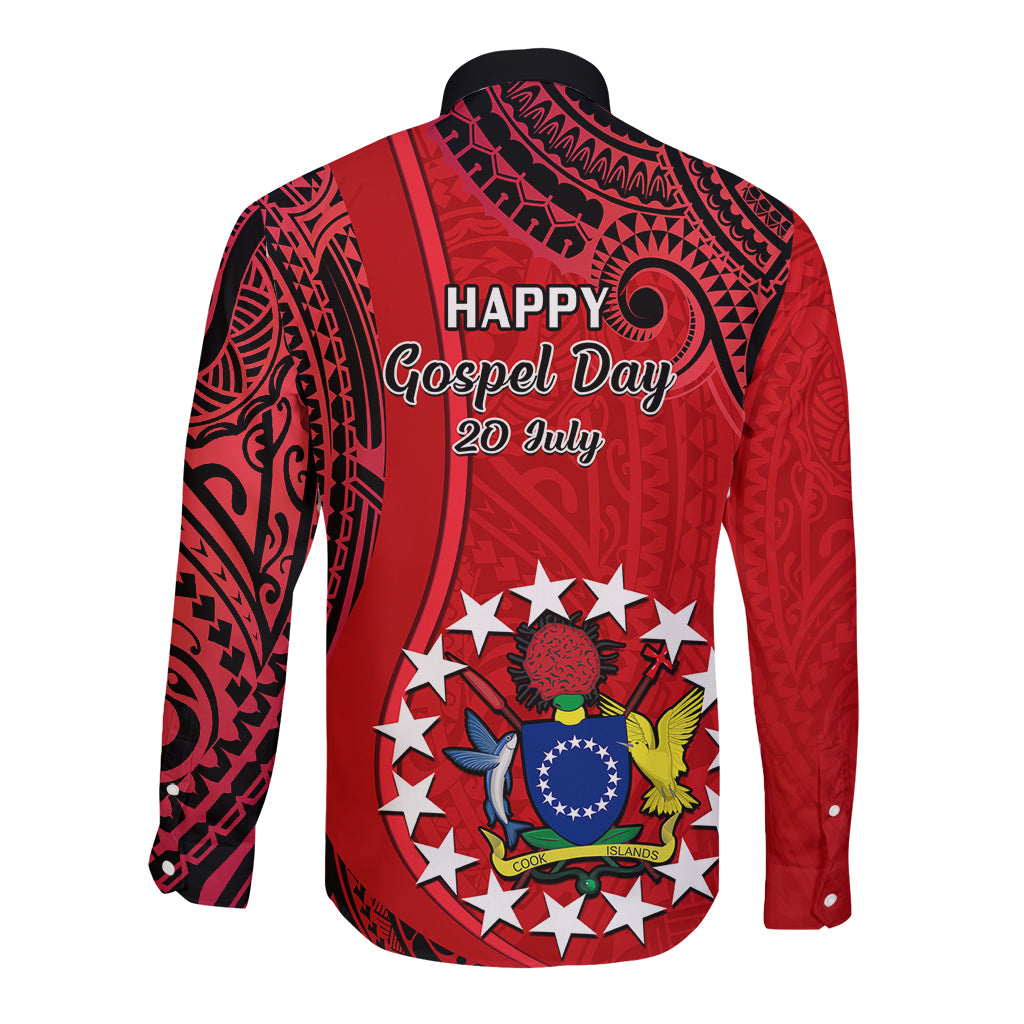 20 July Atiu Island Gospel Day Long Sleeve Button Shirt Cook Islands Tribal Pattern - Wonder Print Shop