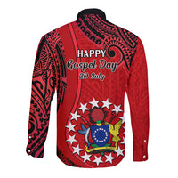 20 July Atiu Island Gospel Day Long Sleeve Button Shirt Cook Islands Tribal Pattern - Wonder Print Shop