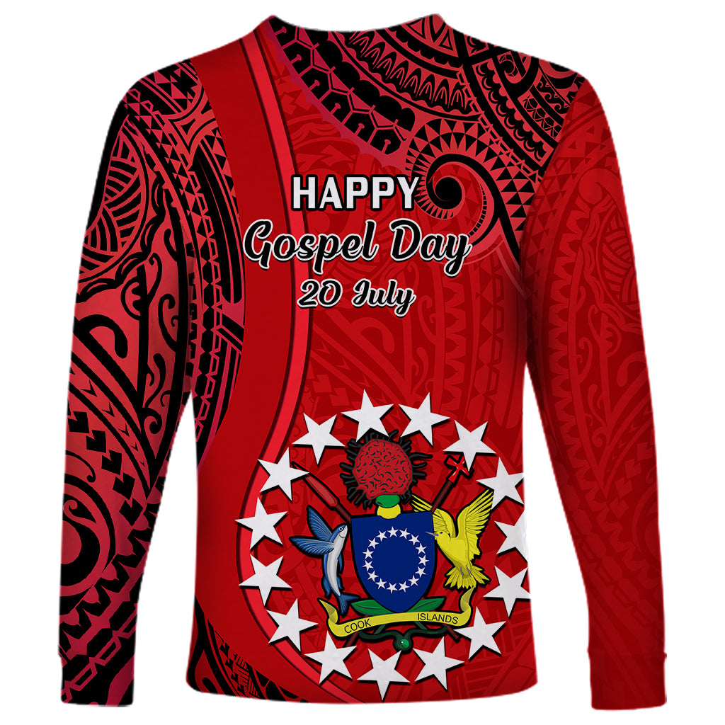 20 July Atiu Island Gospel Day Long Sleeve Shirt Cook Islands Tribal Pattern - Wonder Print Shop