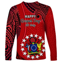 20 July Atiu Island Gospel Day Long Sleeve Shirt Cook Islands Tribal Pattern - Wonder Print Shop