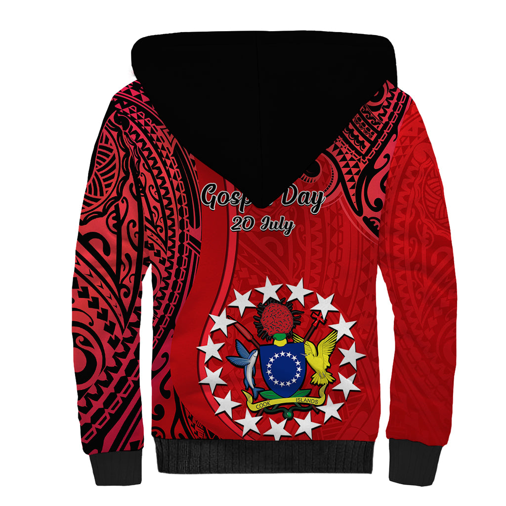 20 July Atiu Island Gospel Day Sherpa Hoodie Cook Islands Tribal Pattern - Wonder Print Shop