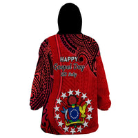 20 July Atiu Island Gospel Day Wearable Blanket Hoodie Cook Islands Tribal Pattern - Wonder Print Shop