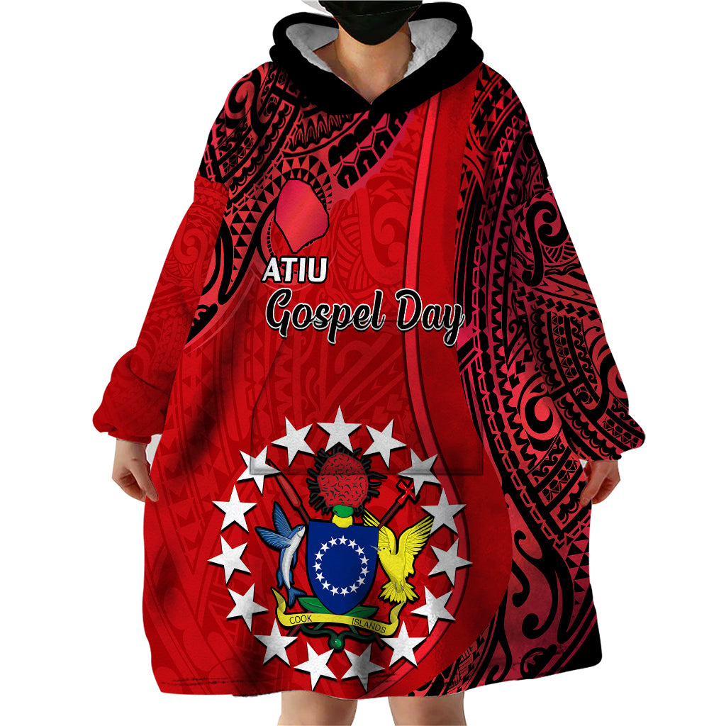 20 July Atiu Island Gospel Day Wearable Blanket Hoodie Cook Islands Tribal Pattern - Wonder Print Shop