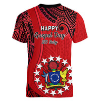 20 July Atiu Island Gospel Day Women V Neck T Shirt Cook Islands Tribal Pattern - Wonder Print Shop
