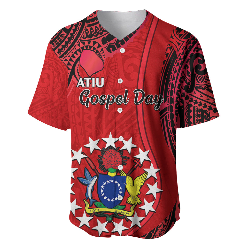 Personalised 20 July Atiu Island Gospel Day Baseball Jersey Cook Islands Tribal Pattern - Wonder Print Shop