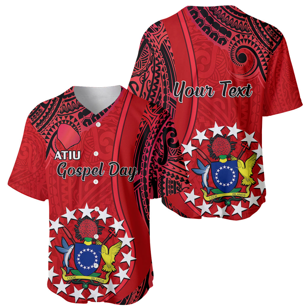 Personalised 20 July Atiu Island Gospel Day Baseball Jersey Cook Islands Tribal Pattern - Wonder Print Shop