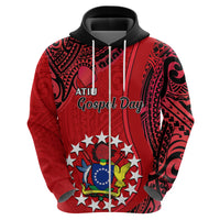 Personalised 20 July Atiu Island Gospel Day Hoodie Cook Islands Tribal Pattern - Wonder Print Shop