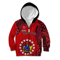 Personalised 20 July Atiu Island Gospel Day Kid Hoodie Cook Islands Tribal Pattern - Wonder Print Shop