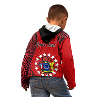 Personalised 20 July Atiu Island Gospel Day Kid Hoodie Cook Islands Tribal Pattern - Wonder Print Shop
