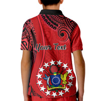 Personalised 20 July Atiu Island Gospel Day Kid Polo Shirt Cook Islands Tribal Pattern - Wonder Print Shop