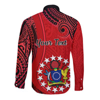 Personalised 20 July Atiu Island Gospel Day Long Sleeve Button Shirt Cook Islands Tribal Pattern - Wonder Print Shop