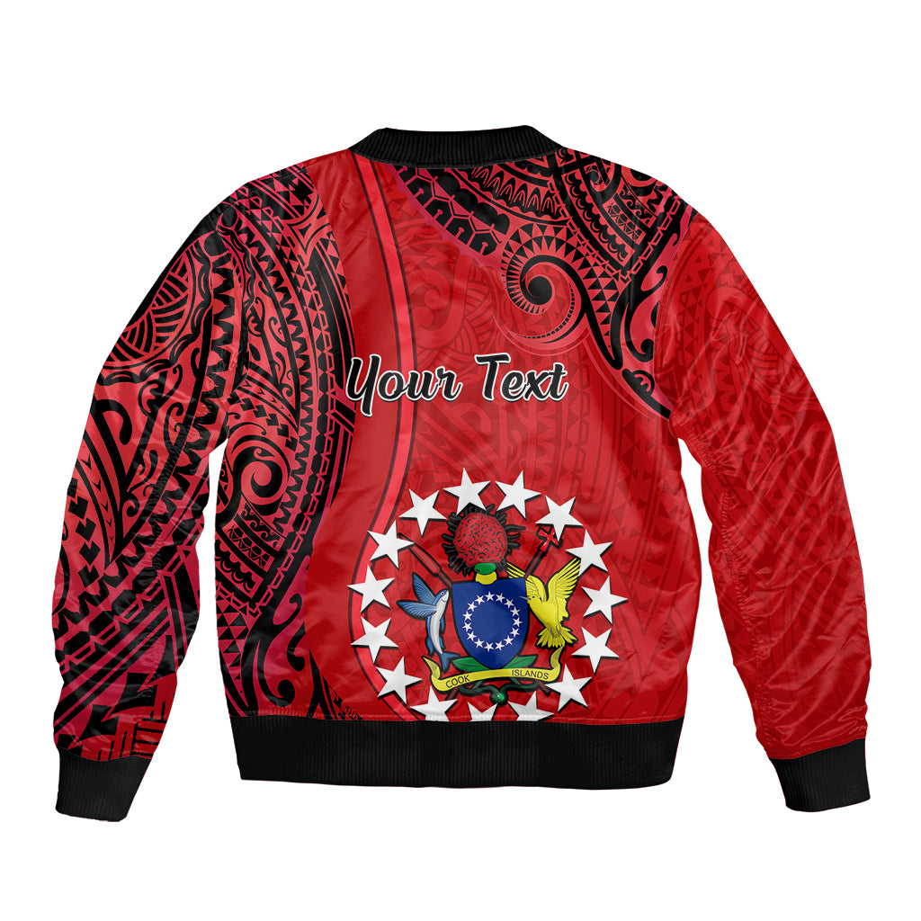 Personalised 20 July Atiu Island Gospel Day Sleeve Zip Bomber Jacket Cook Islands Tribal Pattern - Wonder Print Shop