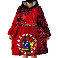 Personalised 20 July Atiu Island Gospel Day Wearable Blanket Hoodie Cook Islands Tribal Pattern - Wonder Print Shop