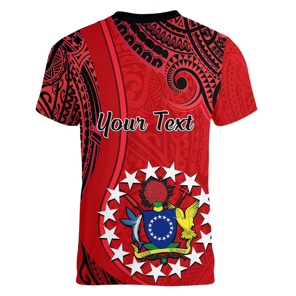 Personalised 20 July Atiu Island Gospel Day Women V Neck T Shirt Cook Islands Tribal Pattern - Wonder Print Shop