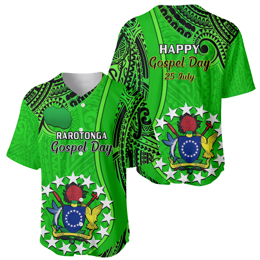 25 July Rarotonga Island Gospel Day Baseball Jersey Cook Islands Tribal Pattern - Wonder Print Shop