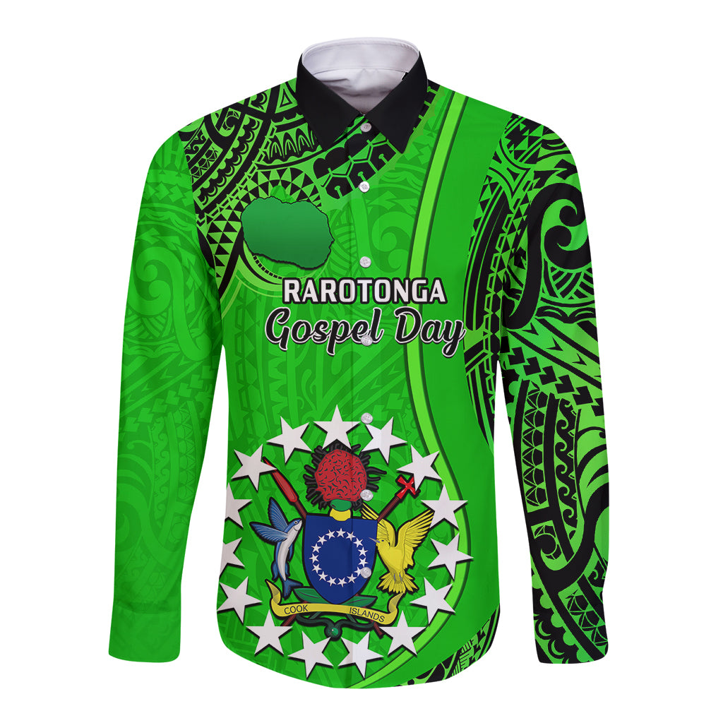 25 July Rarotonga Island Gospel Day Long Sleeve Button Shirt Cook Islands Tribal Pattern - Wonder Print Shop